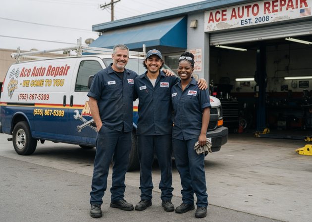The Workshop crew in front of their service van